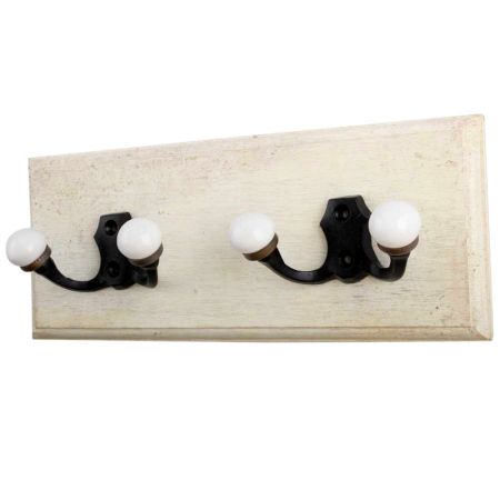 Black Double Loop Ceramic Iron Wooden Hooks